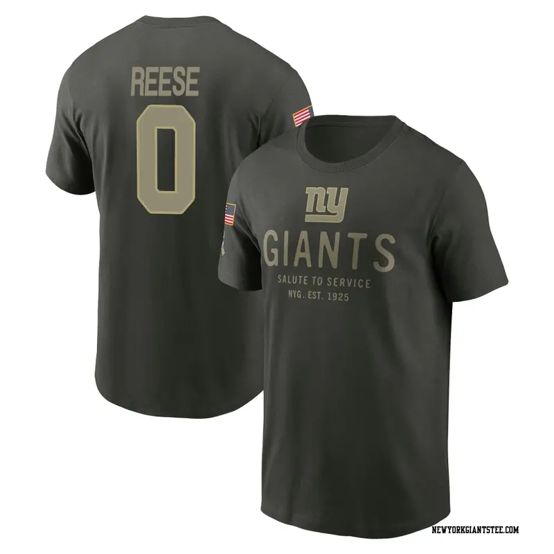 Men's New York Giants ＃0 Arvell Reese Forest/Green 2025 Salute to Service Sideline Primary Edge T-Shirt
