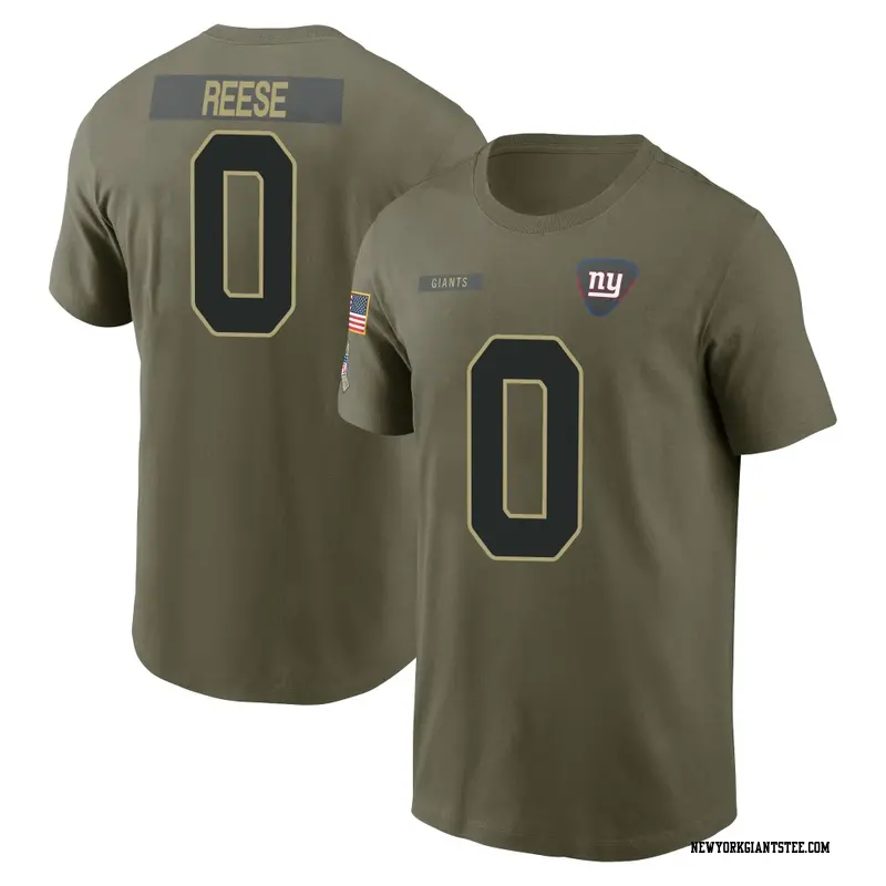 Men's New York Giants ＃0 Arvell Reese Olive 2025 Salute to Service Name & Number T-Shirt