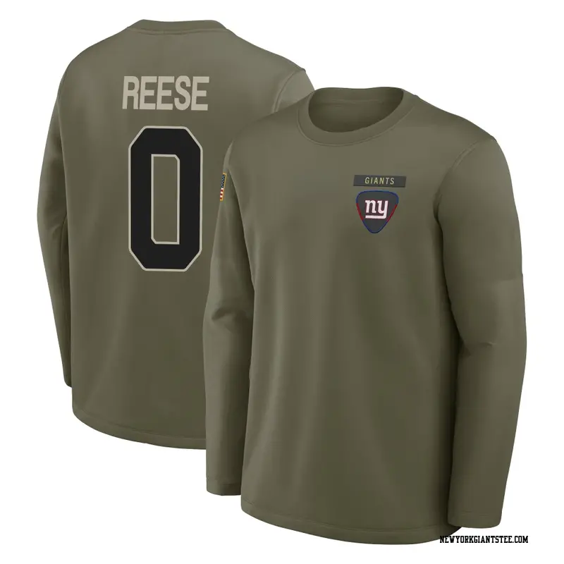 Men's New York Giants ＃0 Arvell Reese Olive 2025 Salute to Service Sideline Coaches Long Sleeve T-Shirt
