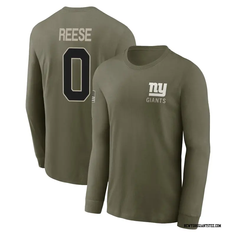 Men's New York Giants ＃0 Arvell Reese Olive 2025 Salute to Service Sideline Long Sleeve T-Shirt