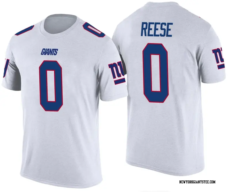Men's New York Giants ＃0 Arvell Reese White Color Rush T-Shirt