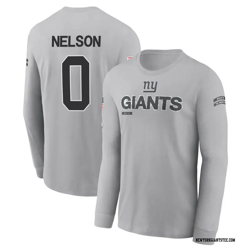 Men's New York Giants ＃0 Braylen Nelson Gray 2024 Salute to Service Long Sleeve T-Shirt