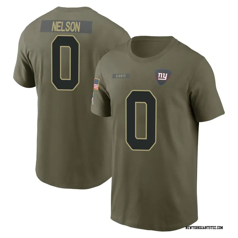 Men's New York Giants ＃0 Braylen Nelson Olive 2025 Salute to Service Name & Number T-Shirt