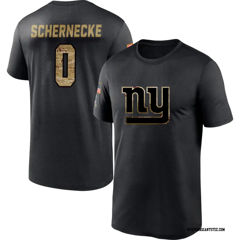 Men's New York Giants ＃0 Ryan Schernecke Black 2020 Salute To Service Performance T-Shirt