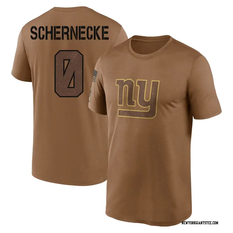 Men's New York Giants ＃0 Ryan Schernecke Brown 2023 Salute To Service Performance T-Shirt