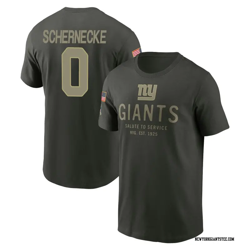Men's New York Giants ＃0 Ryan Schernecke Forest/Green 2025 Salute to Service Sideline Primary Edge T-Shirt