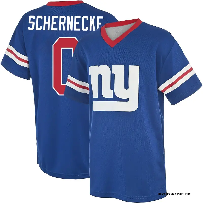 Men's New York Giants ＃0 Ryan Schernecke Royal Name & Number Game Day V-Neck T-Shirt