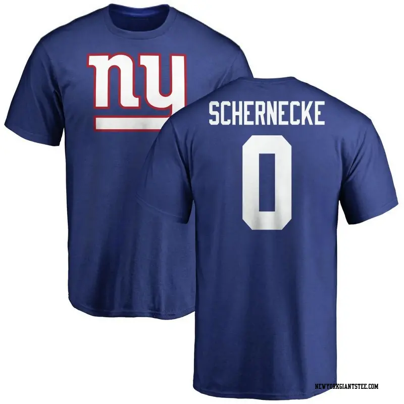 Men's New York Giants ＃0 Ryan Schernecke Royal Name & Number Logo T-Shirt