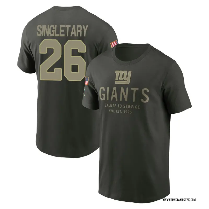 Men's New York Giants ＃26 Devin Singletary Forest/Green 2025 Salute to Service Sideline Primary Edge T-Shirt