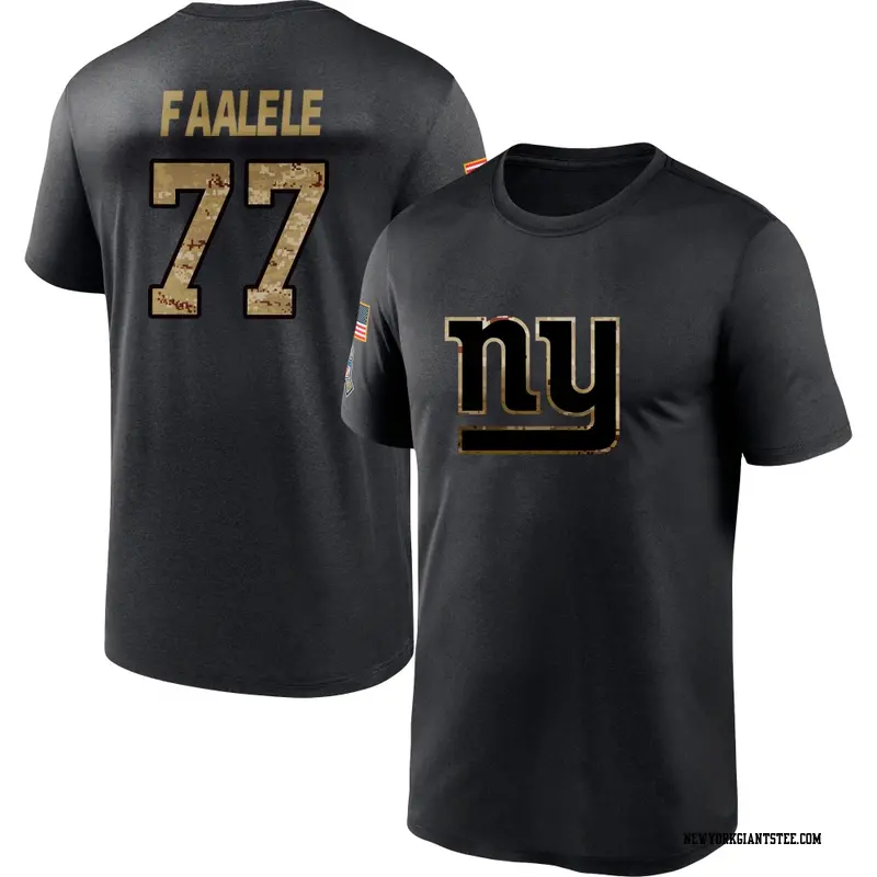 Men's New York Giants ＃77 Daniel Faalele Black 2020 Salute To Service Performance T-Shirt