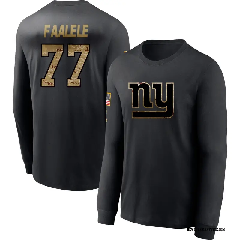 Men's New York Giants ＃77 Daniel Faalele Black 2020 Salute To Service Sideline Performance Long Sleeve T-Shirt