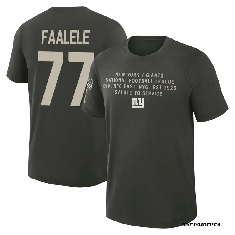 Men's New York Giants ＃77 Daniel Faalele Dark/Green 2025 Salute to Service Sideline Slub T-Shirt