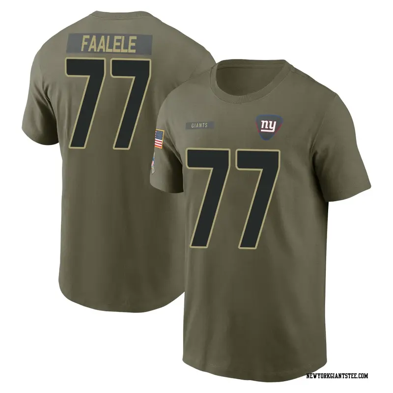 Men's New York Giants ＃77 Daniel Faalele Olive 2025 Salute to Service Name & Number T-Shirt
