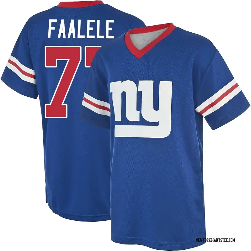 Men's New York Giants ＃77 Daniel Faalele Royal Name & Number Game Day V-Neck T-Shirt