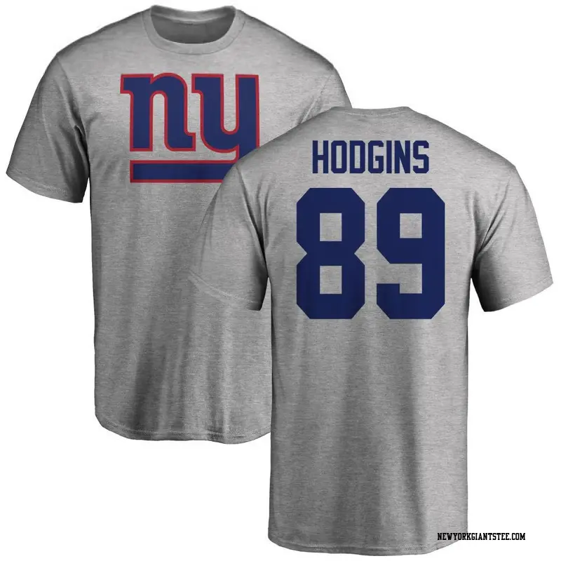 Men's New York Giants ＃89 Isaiah Hodgins Ash Name & Number Logo T-Shirt
