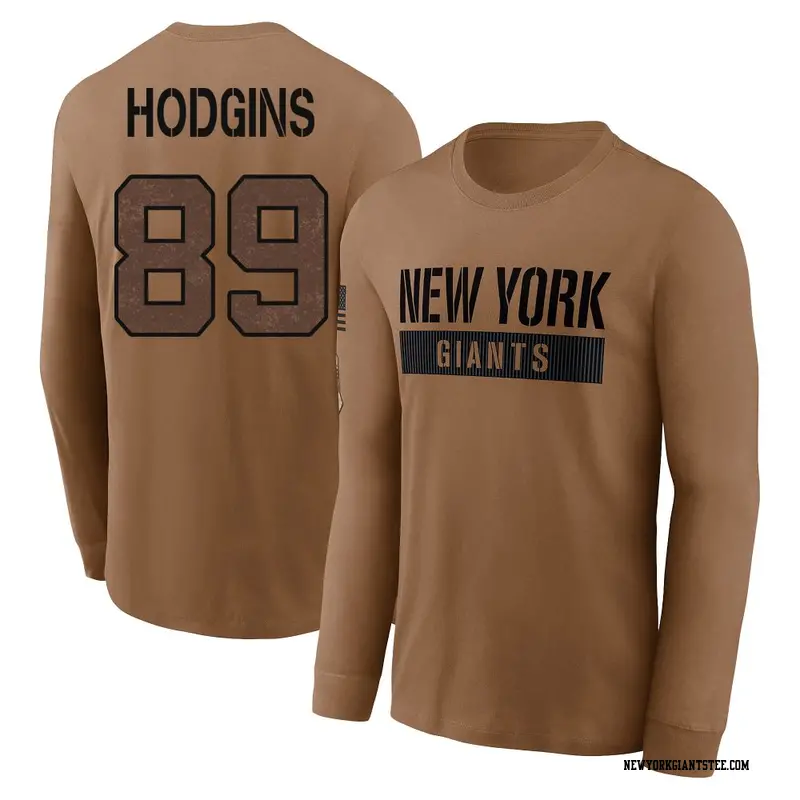 Men's New York Giants ＃89 Isaiah Hodgins Brown 2023 Salute To Service Long Sleeve T-Shirt