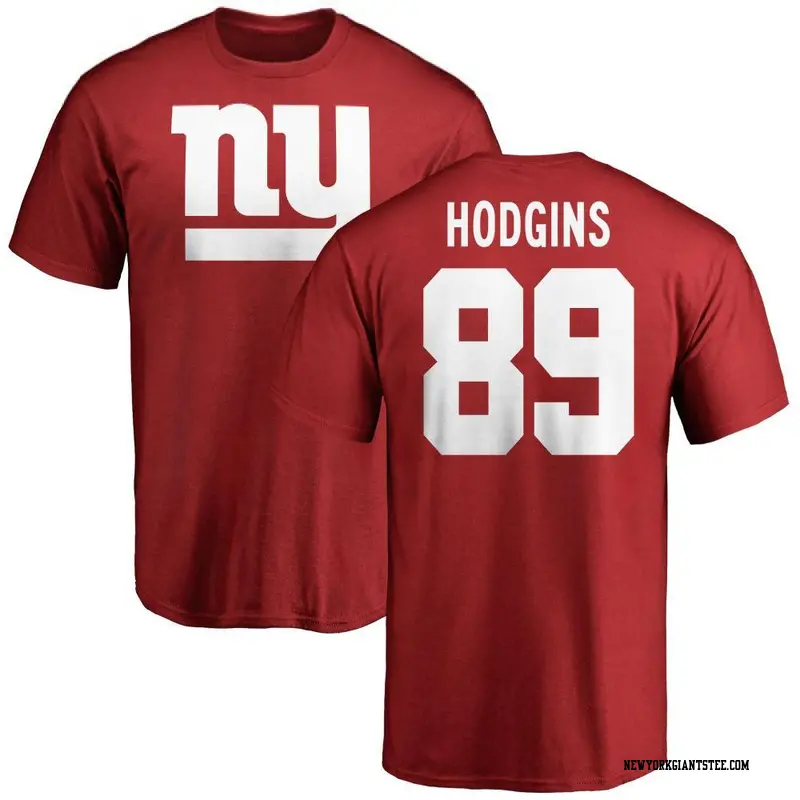 Men's New York Giants ＃89 Isaiah Hodgins Red Name & Number Logo T-Shirt