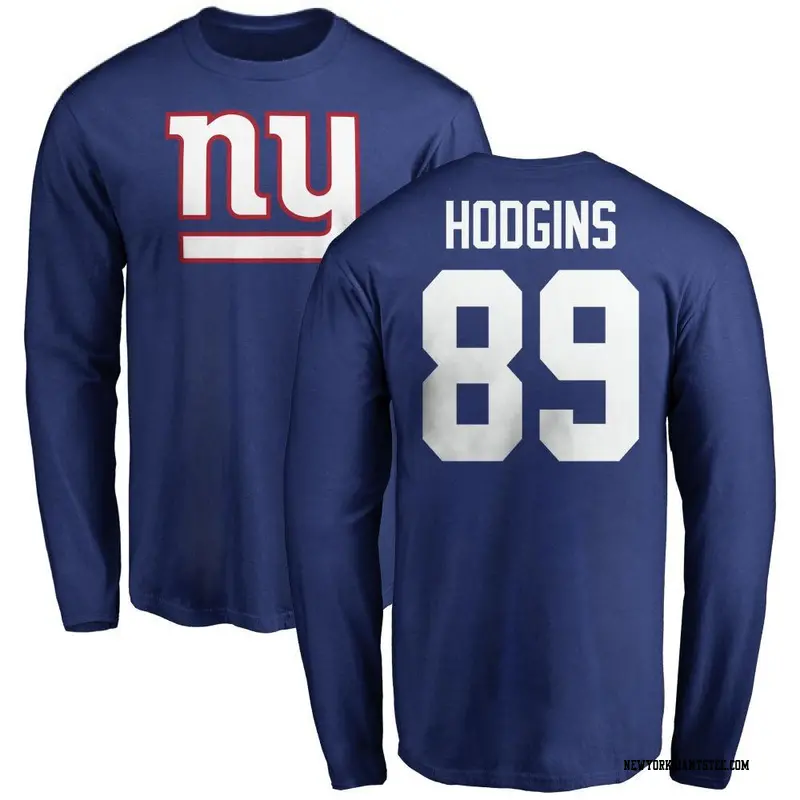 Men's New York Giants ＃89 Isaiah Hodgins Royal Name & Number Logo Long Sleeve T-Shirt