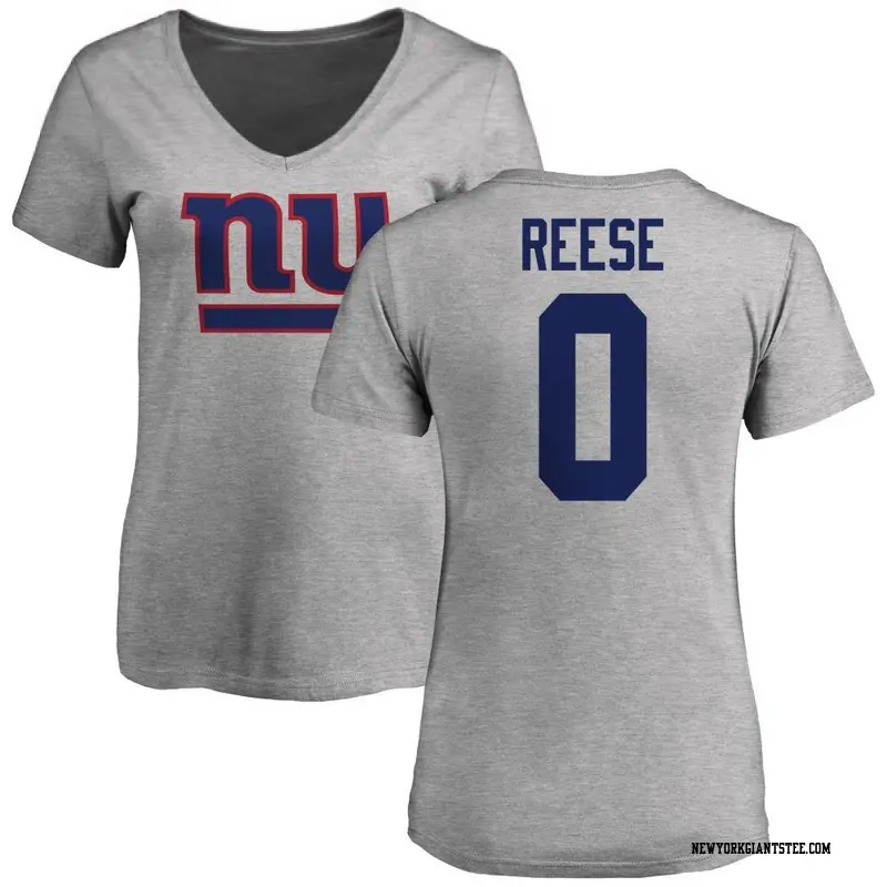Women's New York Giants ＃0 Arvell Reese Ash Name & Number Logo Slim Fit T-Shirt