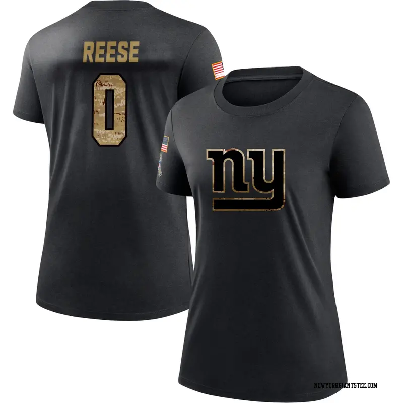 Women's New York Giants ＃0 Arvell Reese Black 2020 Salute To Service Performance T-Shirt
