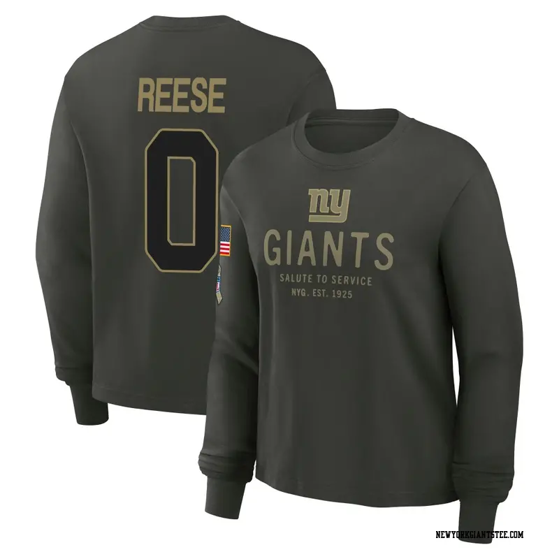 Women's New York Giants ＃0 Arvell Reese Dark/Green 2025 Salute to Service Sideline Long Sleeve T-Shirt