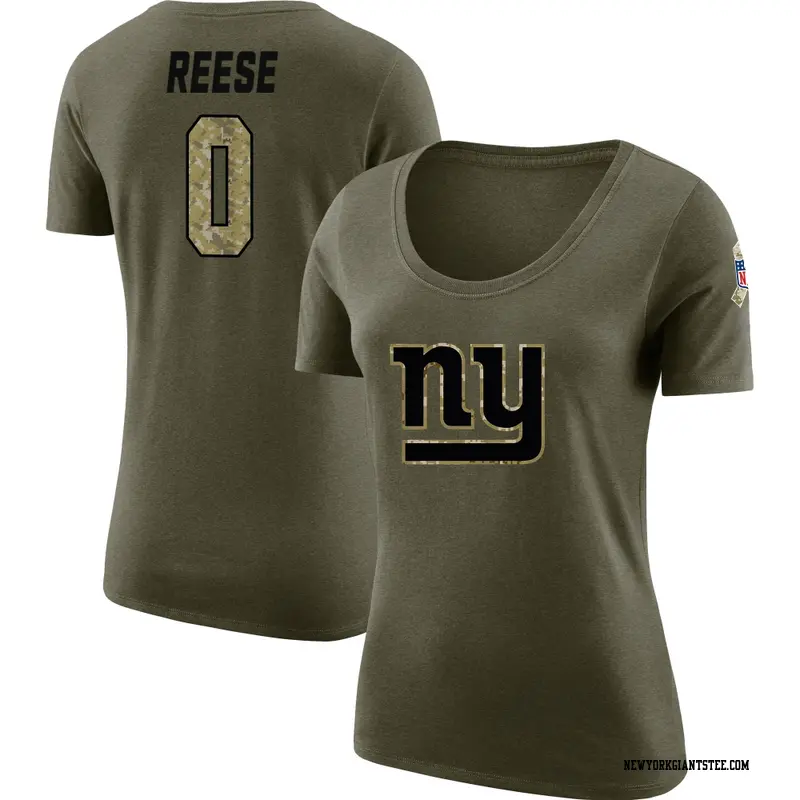 Women's New York Giants ＃0 Arvell Reese Olive Salute to Service Scoop Neck T-Shirt