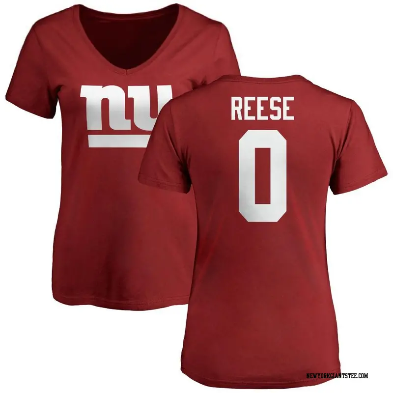 Women's New York Giants ＃0 Arvell Reese Red Name & Number Logo Slim Fit T-Shirt