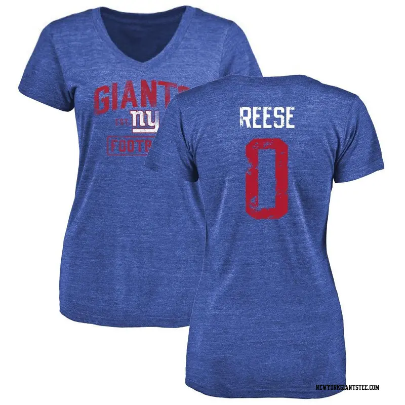 Women's New York Giants ＃0 Arvell Reese Royal Distressed Name & Number T-Shirt