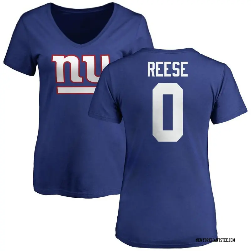 Women's New York Giants ＃0 Arvell Reese Royal Name & Number Logo Slim Fit T-Shirt