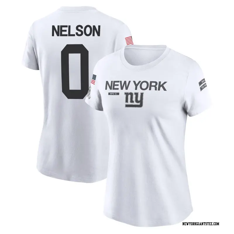 Women's New York Giants ＃0 Braylen Nelson White 2024 Salute to Service Performance T-Shirt