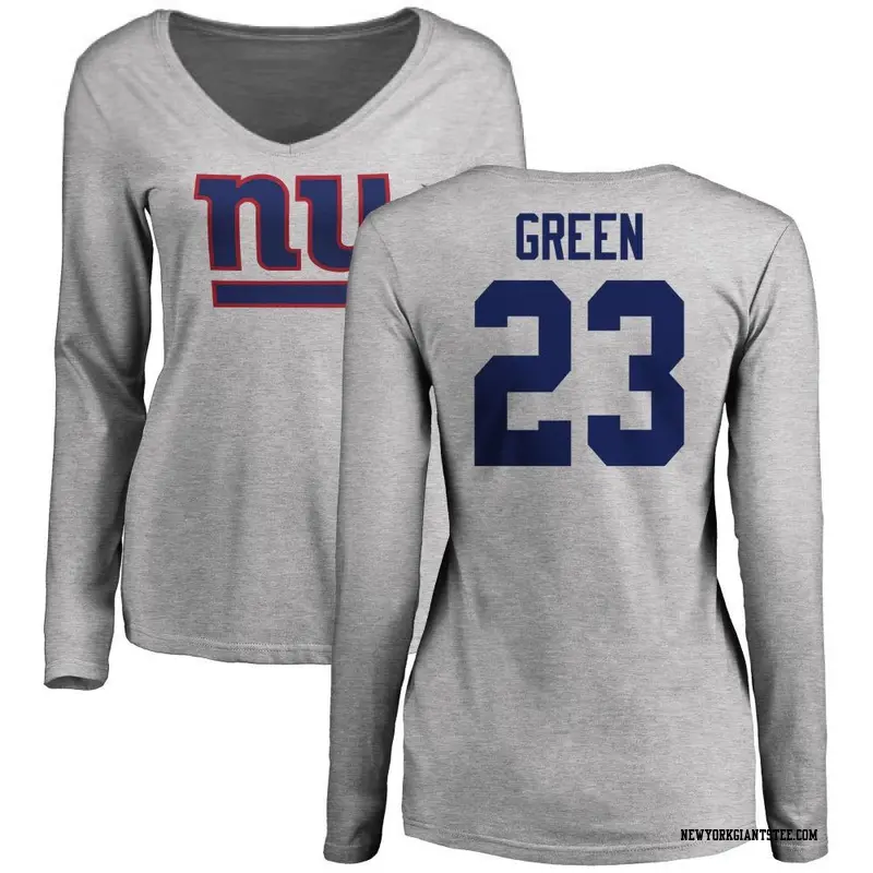 Women's New York Giants ＃23 Art Green Green Art Name & Number Logo Slim Fit Long Sleeve T-Shirt Ash