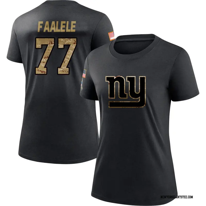 Women's New York Giants ＃77 Daniel Faalele Black 2020 Salute To Service Performance T-Shirt