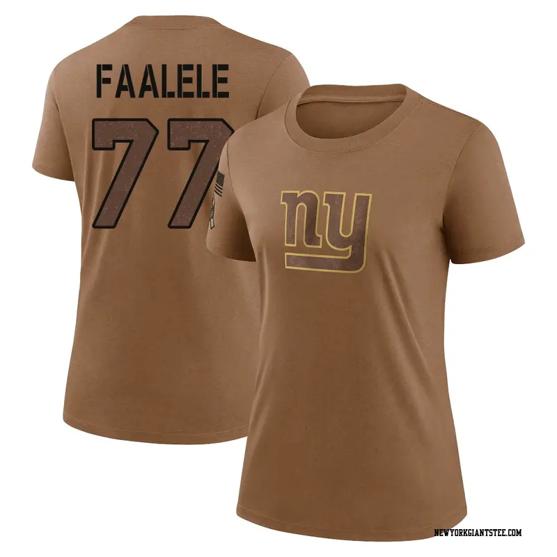 Women's New York Giants ＃77 Daniel Faalele Brown 2023 Salute To Service Performance T-Shirt