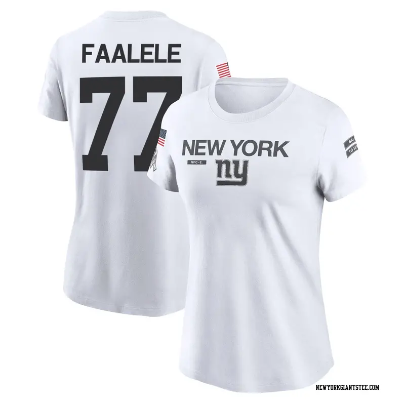 Women's New York Giants ＃77 Daniel Faalele White 2024 Salute to Service Performance T-Shirt