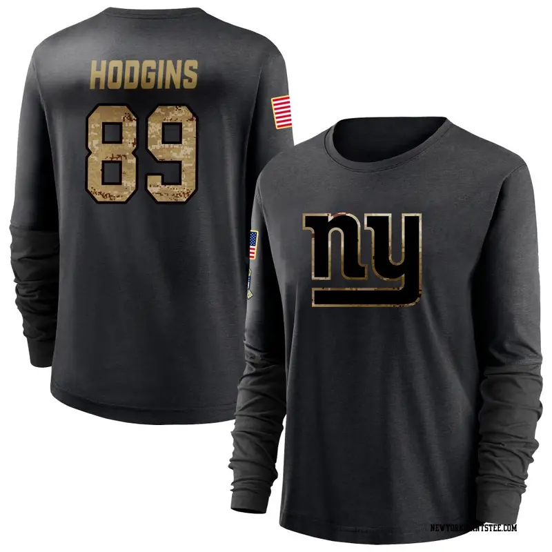 Women's New York Giants ＃89 Isaiah Hodgins Black 2020 Salute To Service Sideline Performance Long Sleeve T-Shirt