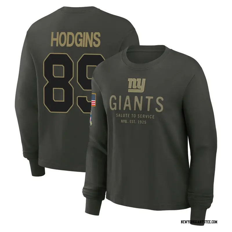 Women's New York Giants ＃89 Isaiah Hodgins Dark/Green 2025 Salute to Service Sideline Long Sleeve T-Shirt