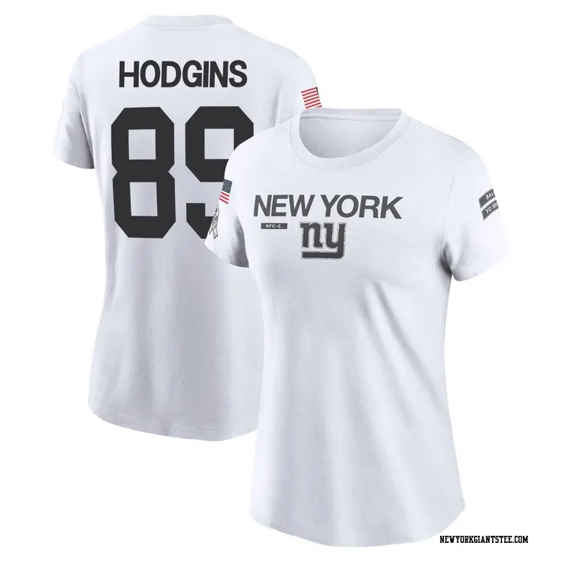 Women's New York Giants ＃89 Isaiah Hodgins White 2024 Salute to Service Performance T-Shirt