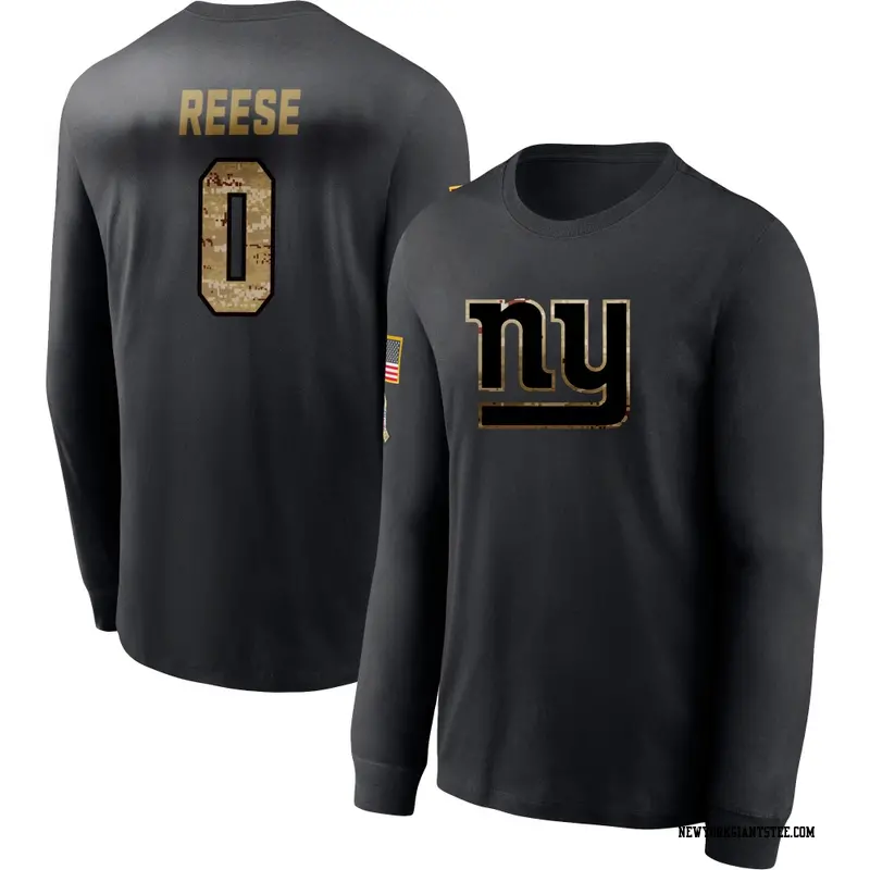 Youth New York Giants ＃0 Arvell Reese Black 2020 Salute To Service Sideline Performance Long Sleeve T-Shirt