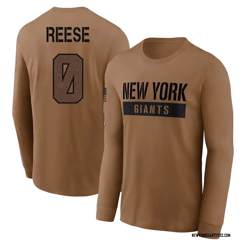 Youth New York Giants ＃0 Arvell Reese Brown 2023 Salute To Service Long Sleeve T-Shirt