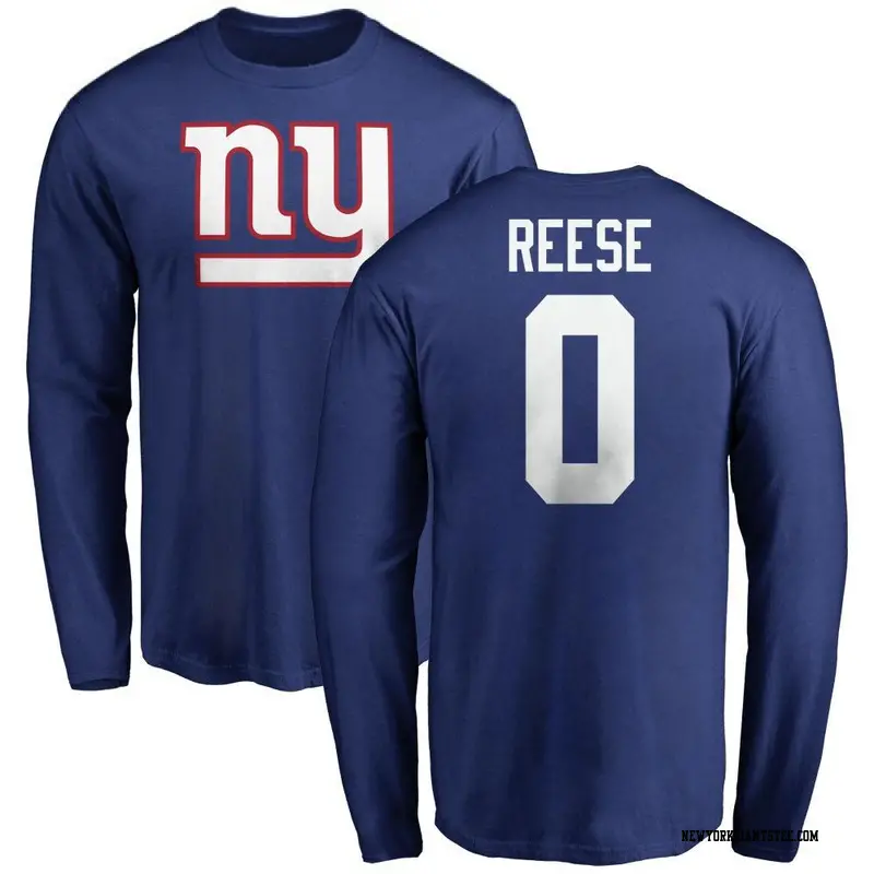 Youth New York Giants ＃0 Arvell Reese Royal Name & Number Logo Long Sleeve T-Shirt