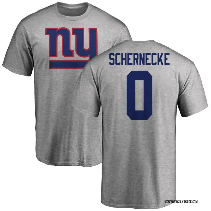 Youth New York Giants ＃0 Ryan Schernecke Ash Name & Number Logo T-Shirt