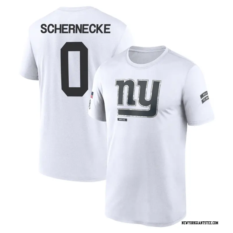 Youth New York Giants ＃0 Ryan Schernecke White 2024 Salute to Service Performance T-Shirt