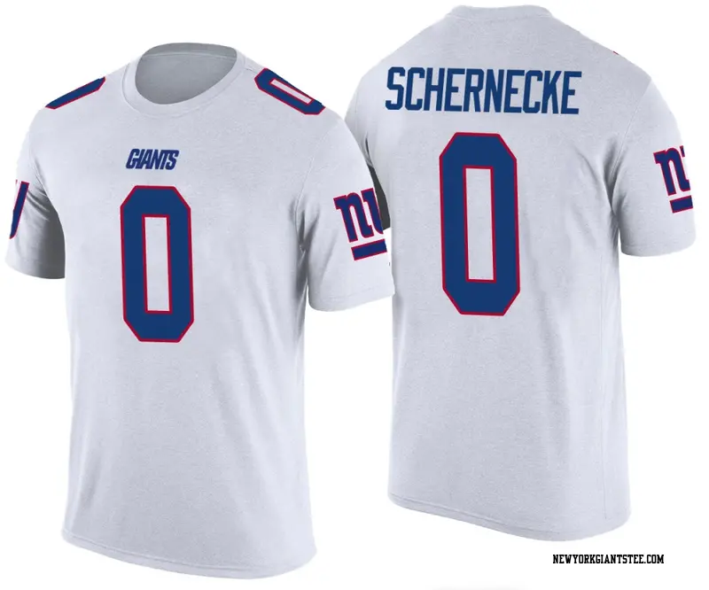 Youth New York Giants ＃0 Ryan Schernecke White Color Rush T-Shirt