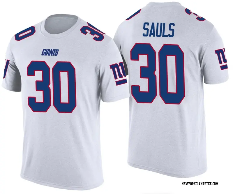 Youth New York Giants ＃30 Ben Sauls White Color Rush T-Shirt