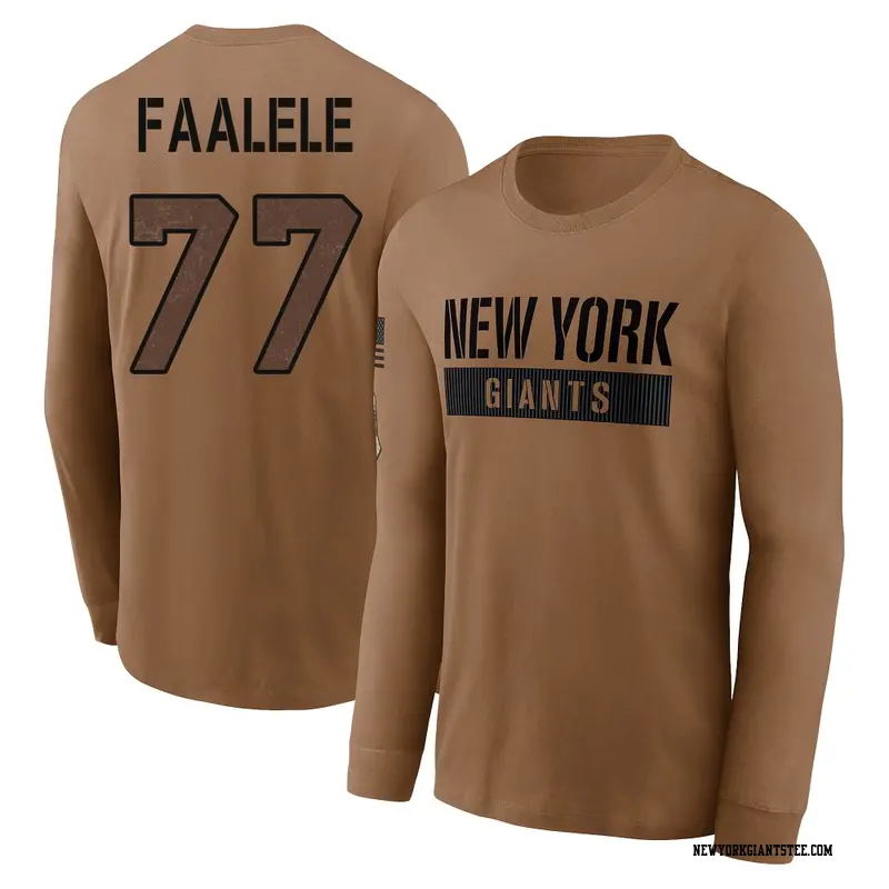 Youth New York Giants ＃77 Daniel Faalele Brown 2023 Salute To Service Long Sleeve T-Shirt