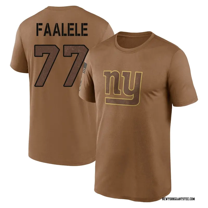 Youth New York Giants ＃77 Daniel Faalele Brown 2023 Salute To Service Performance T-Shirt