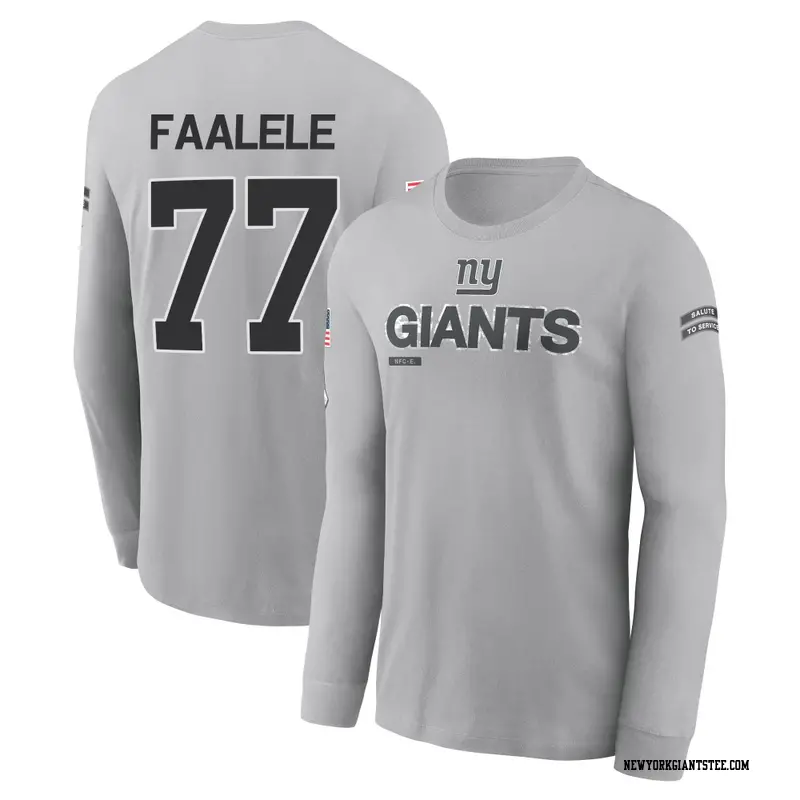 Youth New York Giants ＃77 Daniel Faalele Gray 2024 Salute to Service Long Sleeve T-Shirt