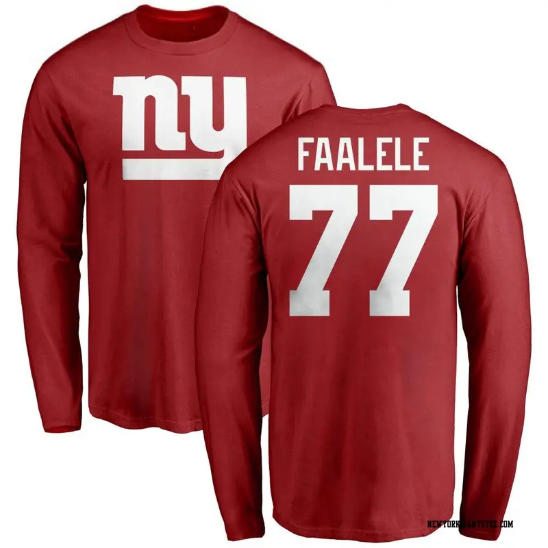 Youth New York Giants ＃77 Daniel Faalele Red Name & Number Logo Long Sleeve T-Shirt