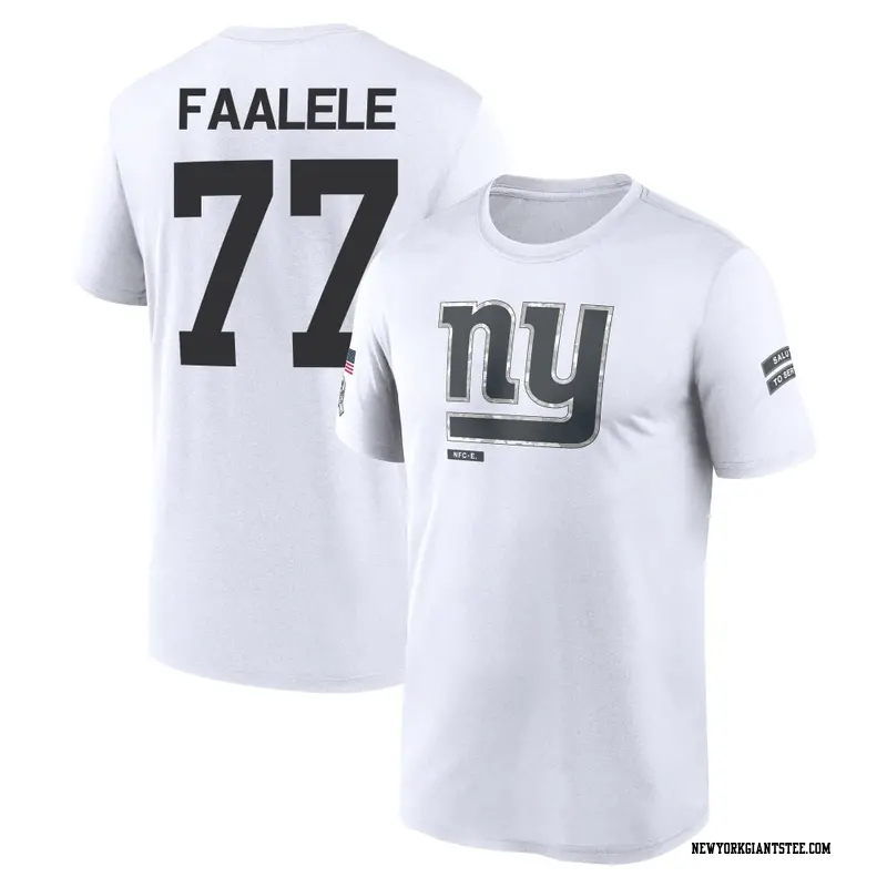 Youth New York Giants ＃77 Daniel Faalele White 2024 Salute to Service Performance T-Shirt