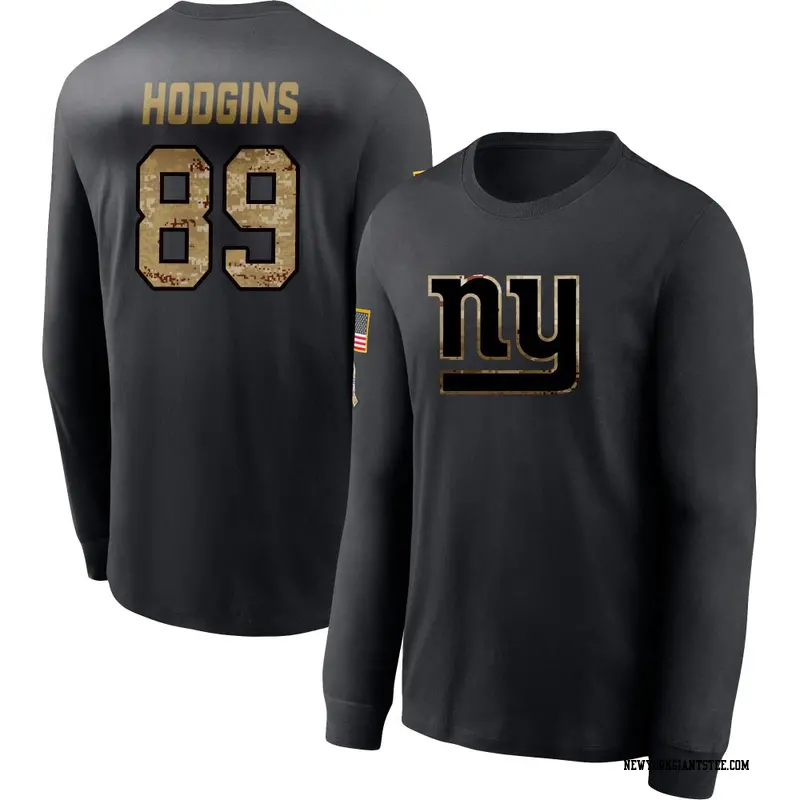 Youth New York Giants ＃89 Isaiah Hodgins Black 2020 Salute To Service Sideline Performance Long Sleeve T-Shirt